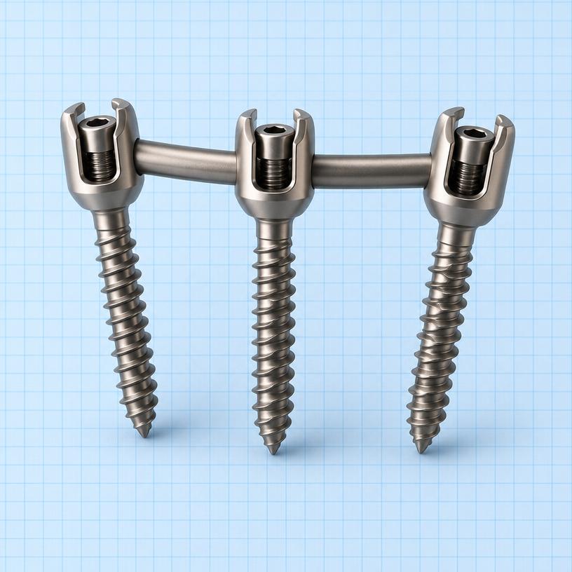 Pedicle Screw — 4.5 mm: orthopaedic implant on a light-blue graph-paper background